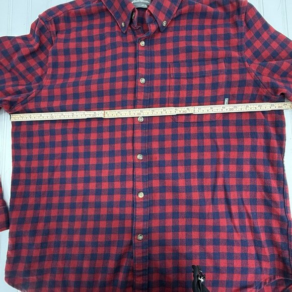 Eddie Bauer XL Buffalo Plaid Flannel Shirt Red Blue 100% Cotton Button Down - Picture 3 of 8